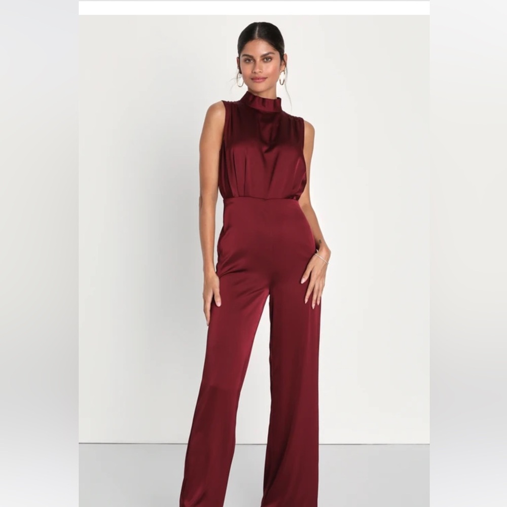 Lulus high neck maroon jumpsuit